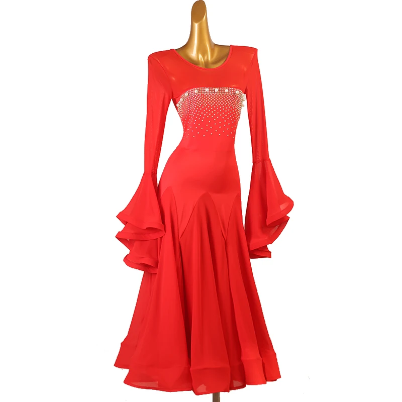 Robe de danse moderne pour salle de bal, vêtement esthétique, Costume de scène de Waltz, robes de compétition, Tango, Flamenco Standard, personnalisé D0082