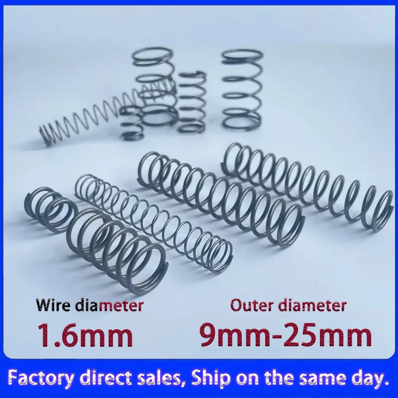 

Spring Steel Compression Spring - 1.6mm Wire, 9-25mm OD & 15-100mm Length - Customizable High Elastic for Industrial Machinery