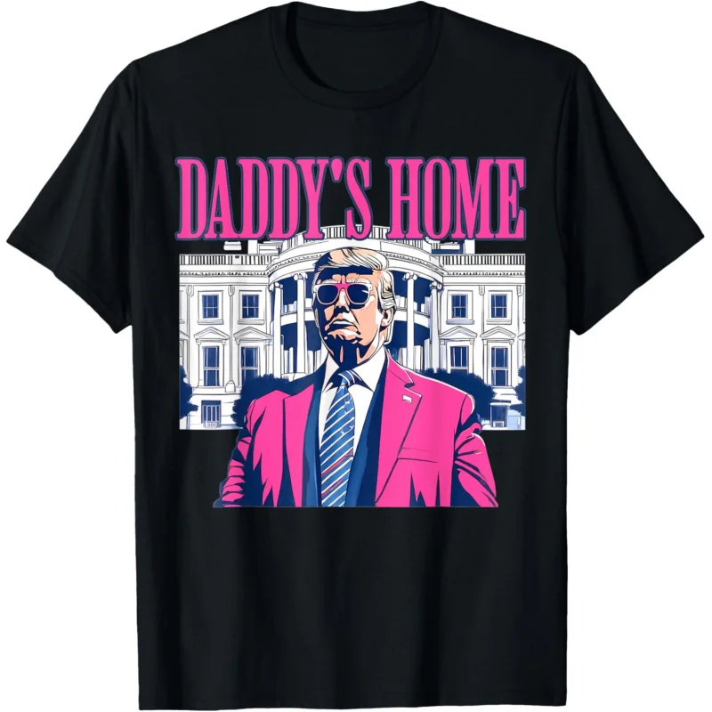 

Daddy's Home White House Pink Trump 2024 MAGA Election 2024 T-Shirt Men's and Women's Loose Fitting Clothes ﻿