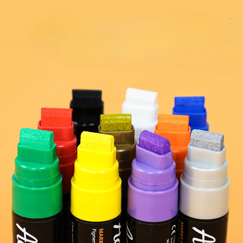 

10 Color 15mm Flat Head Water-based Acrylic Paint Marker Pen Set Waterproof Sun Resistant Kid Hand Drawn Graffiti Art Supplies