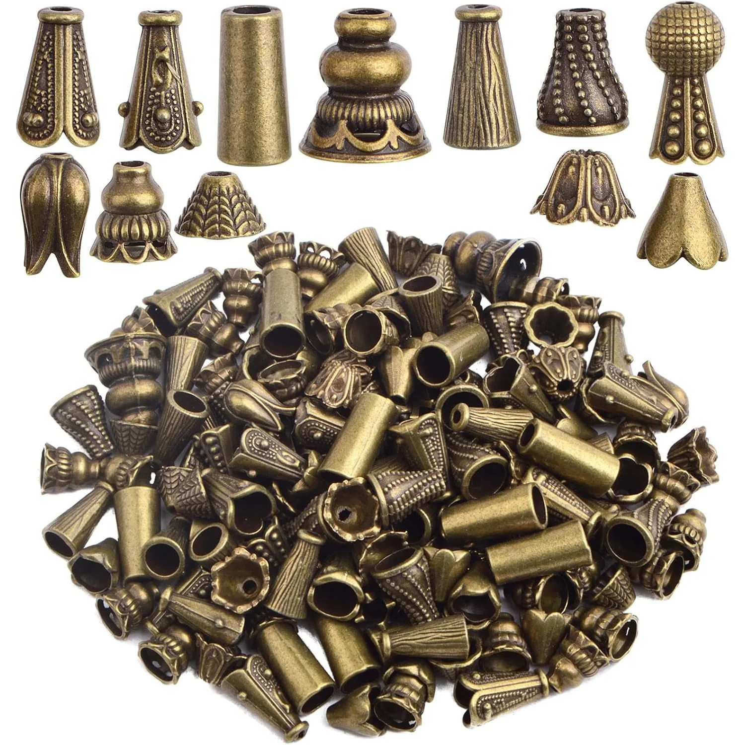 

100 Gram Assorted Styles Column Spacer Beads Tibetan Alloy Barrel Tube Loose Spacer Beads Craft Supplies for DIY Bracelet