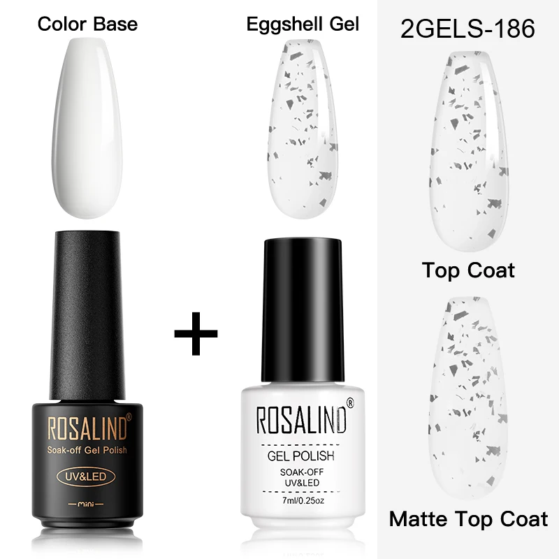 ROSALIND Summer Eggshell Nail Gel Polish Set 2/4/6/8/10PCS/Set Semi Permanent UV LED Lamp Base Top Coat Colorful Nail Gel Set