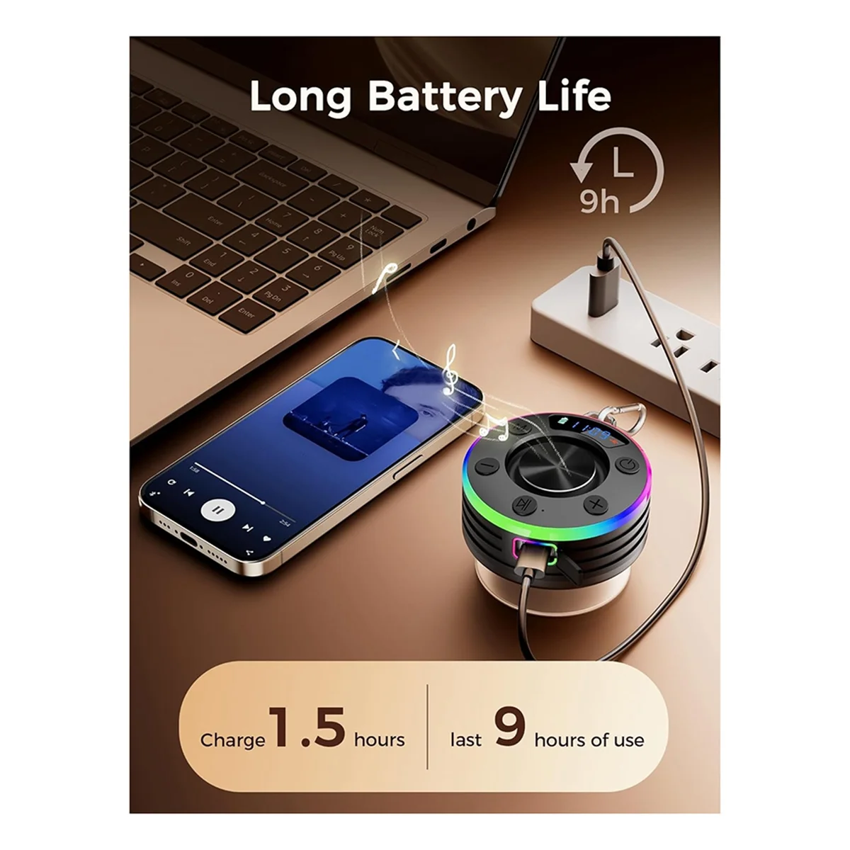 SEMOIC Bluetooth Shower Speaker Waterproof, Mini Bluetooth Shower Speaker Suction Cup, Shower Radio Wireless with RGB Lights