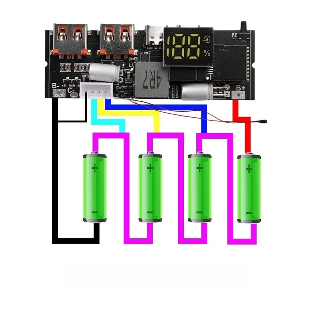 100W Dual USB-C PD= Fast Charging Power Bank Motherboard Module DIY Circuit Board With Digital Display For Portable Battery
