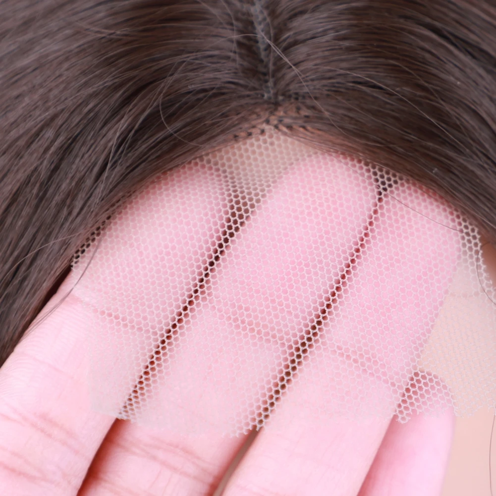 باروكات صناعية طويلة مموجة للنساء 26 بوصة باروكات صناعية مموجة لون بني شعر صناعي الجزء الأوسط شعر مستعار مقاوم للحرارة