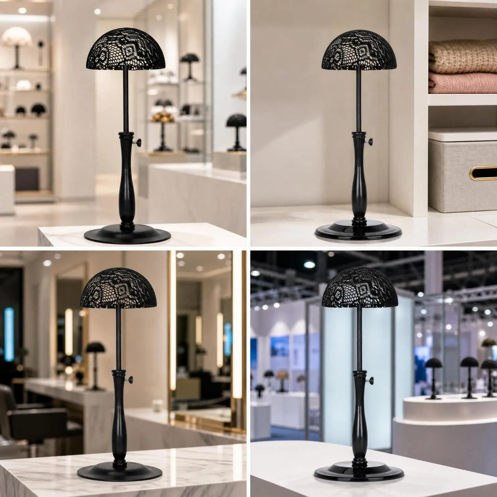 Adjustable Wig Stand Holder with Weighted Base