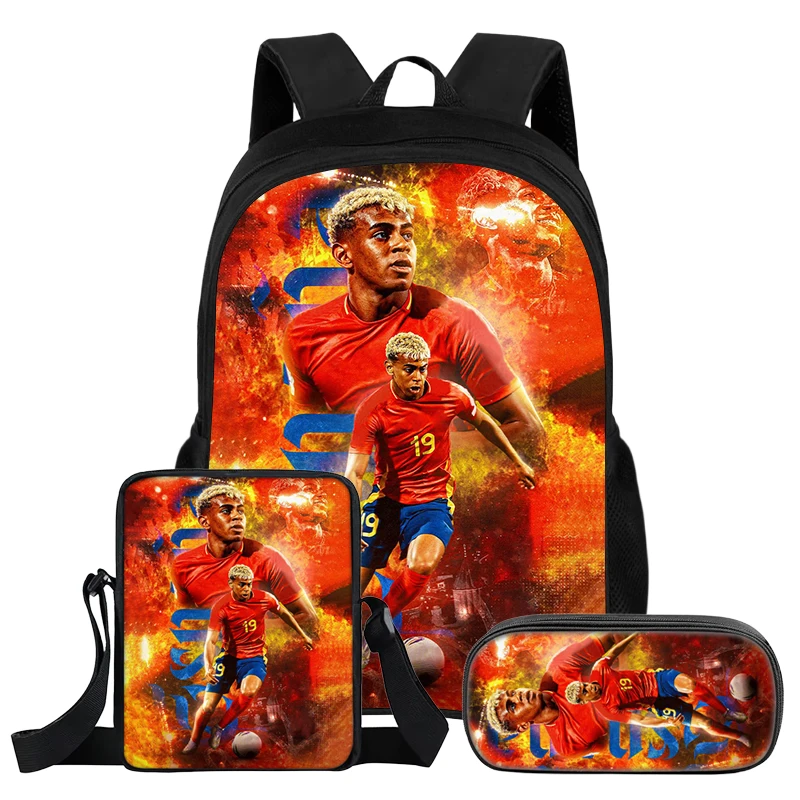 3Pcs Set Backpack L-Lamin Yamal Kids Student School Football Star Rucksack Best Gift Shoulder Bag Pencil Bags Bookbag image 3