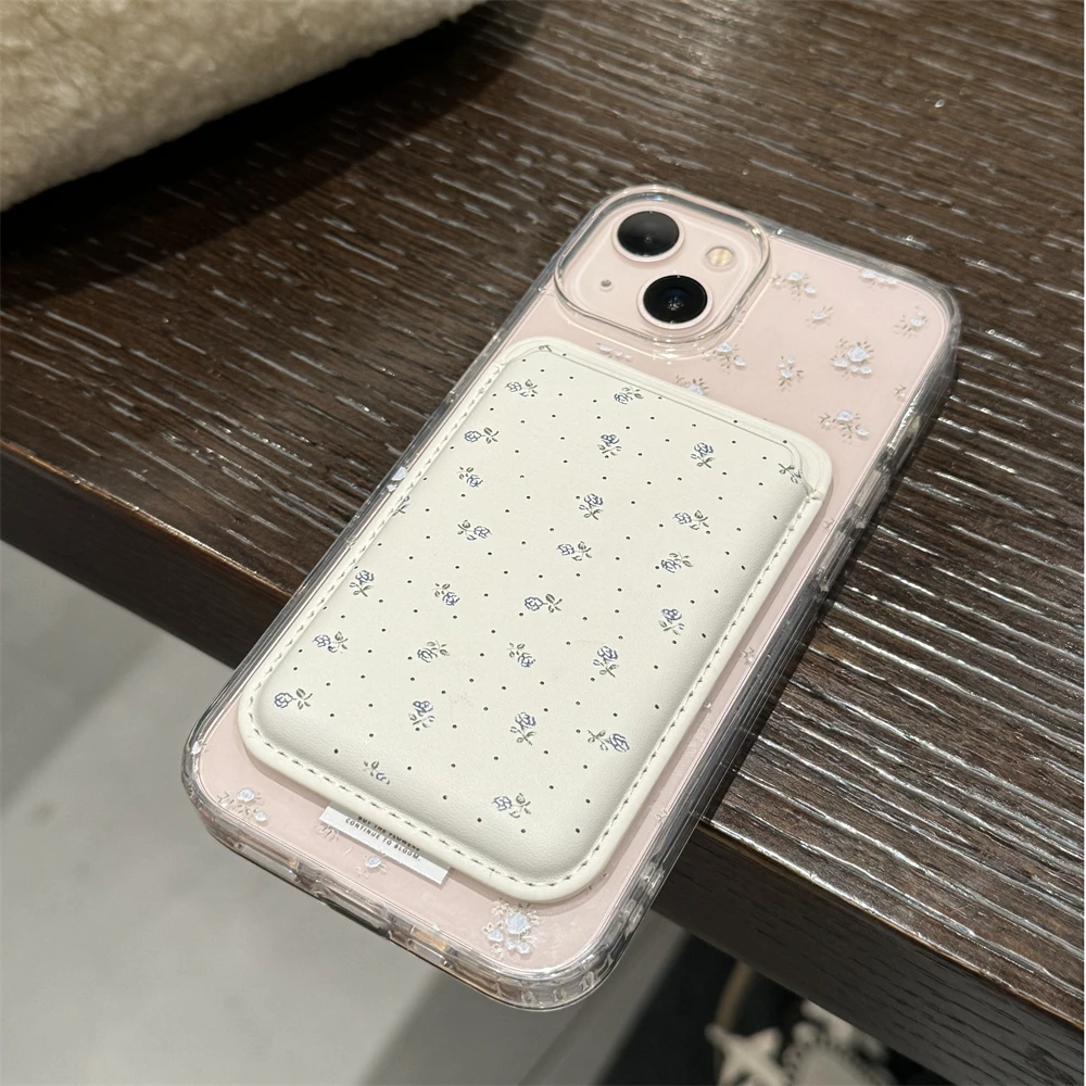 Korean Clear Floral For Magsafe Wireless Charge Phone Case For iPhone 16 15 14 13 12 11 Pro Max Xr Xs Max Cases Accessorie Cover