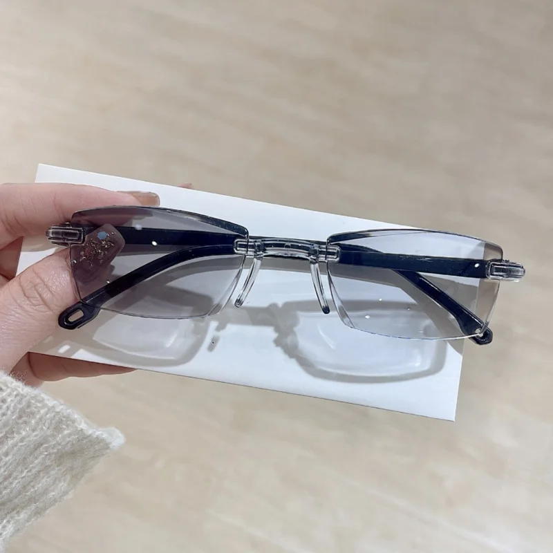 Y2k óculos que mudam de cor anti-azul moda óculos sem aro borda de corte ultra-leve glasse presente de verão