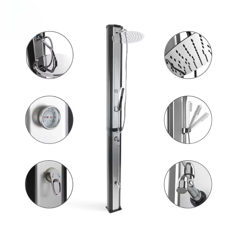 

2025 Hot Sale Solar Stainless Steel Shower Head Waterfall Curtain Garden Outdoor Swimming Pool
