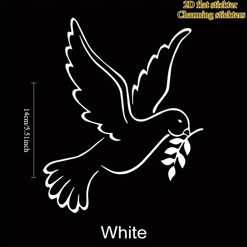 1Pc 2D Flat Peace Dove With Olive Branch Waterproof Vinyl Sticker For Car Window Bumper Windshield Ornament