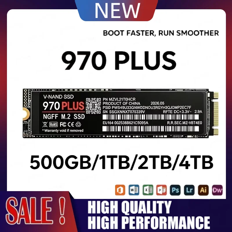 970 PLUS M.2 NGFF SSD  TLC 3D NAND 2280 Internal Solid State Drive 500GB‑4TB For PGaming Desktop Laptop PC Storage