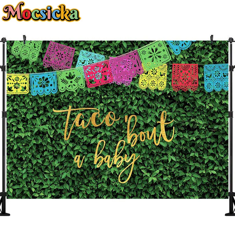 Mocsicka Photography Backdrop For Girl Or Boy Greenery Floral Gender Neutral Baby Shower Background Announce Party Decorations