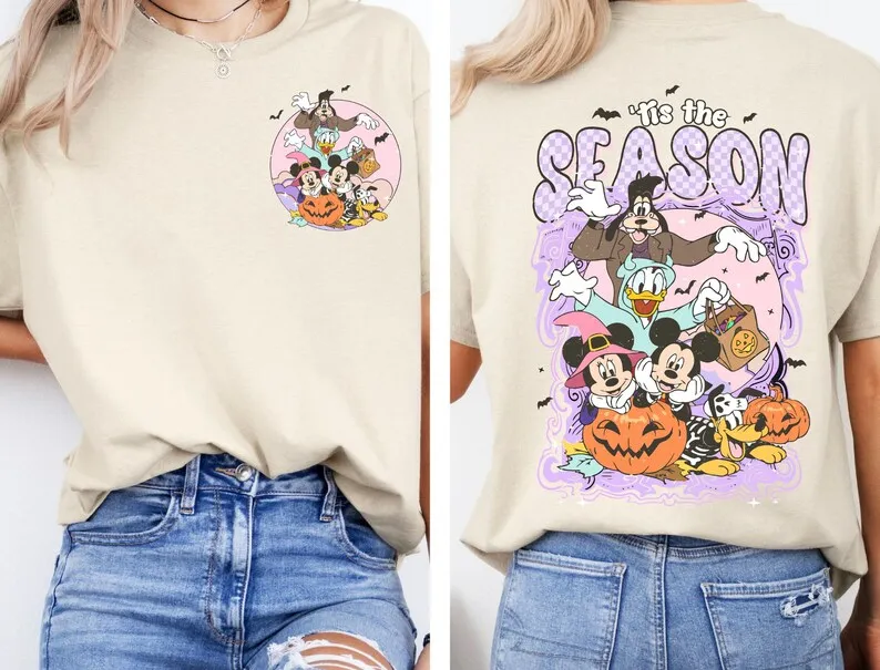 2025 Nuovo modello Disney stampato T-shirt girocollo in puro cotone a maniche corte con tendenza alla moda di strada unisex