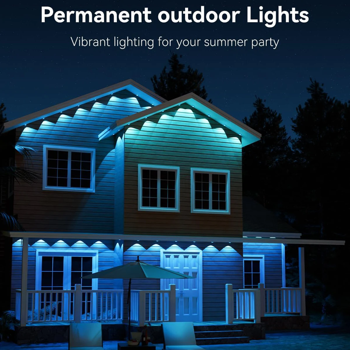 300FT Permanent Outdoor Eaves Light Intelligent RGB CW 180 LED Eaves Light IP67 Waterproof Suitable For Christmas Parties