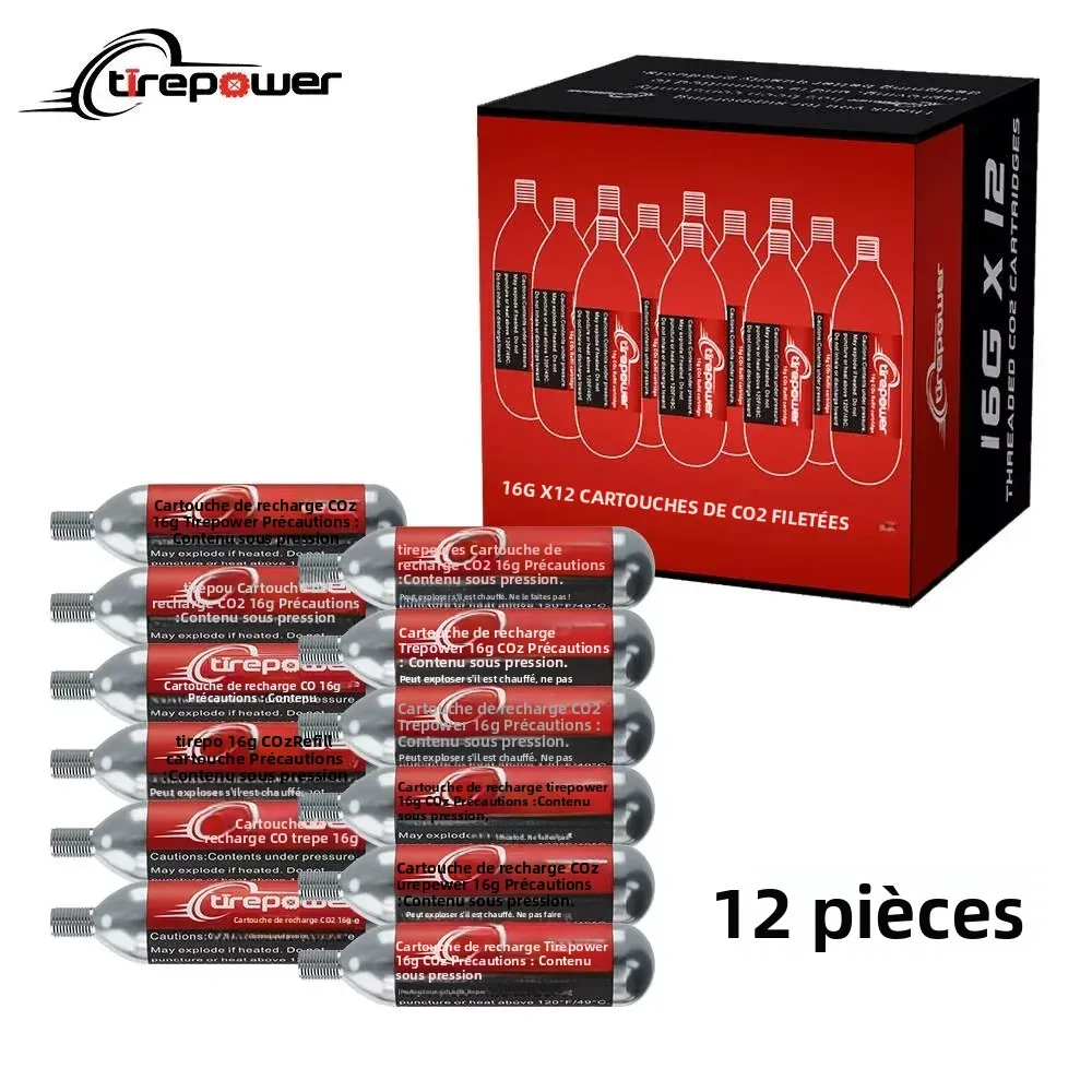 Lot de 3/5/12 cartouches de CO2 filetées de 16 g, gonfleur de pneus de vélo, cartouche pour gonfleur de CO2 avec connexion filetée