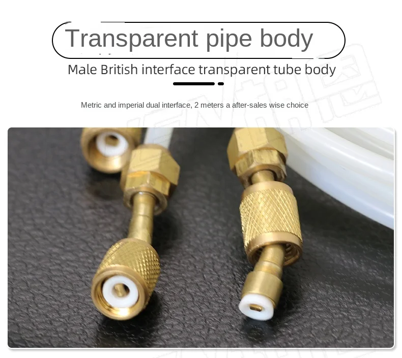 1PC Copper head removable air conditioner transparent liquid filling tube 2M refrigerator fluorine tube R22
