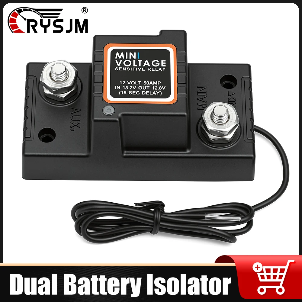 Mini Relé Sensible al Voltaje, Aislador de Batería Doble, Impermeable, 12V 50AMP, Interruptor Inteligente VSR para Auto, Motocicleta, Camioneta, UTV, Barco
