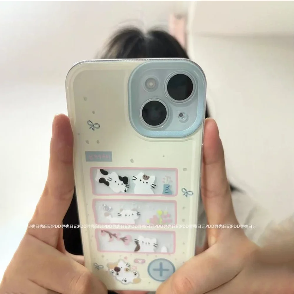 

Korea ins Cute Cat Phone Case For vivo V40 V30e V29e V27 V25 V23 Y28 Y03 Y17s Y100 Y36 Y16 Y75 Y21 4G 5G Clear TPU Cover