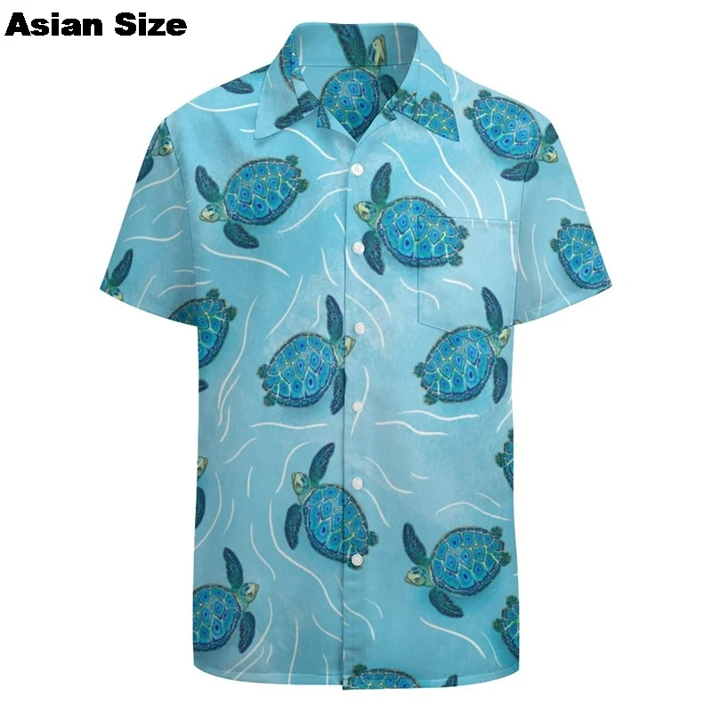 

Повседневные рубашки с цветочным рисунком черепахи для мужчин, одежда, гавайская рубашка с 3D принтом, топы с короткими рукавами y2k, кавайная одежда, блузка с лацканами