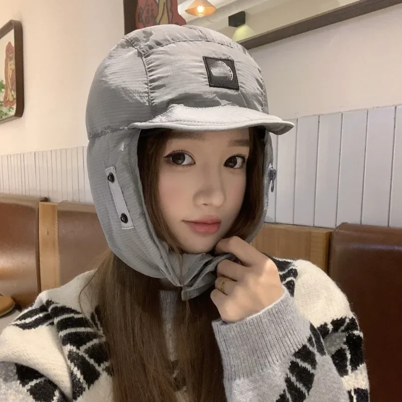 2025 Stone Hat Japanese Down Quilted Motorcycle Hat Winter Warm Cold-proof Ear Protection Thickened Outdoor Cycling Cotton Hat