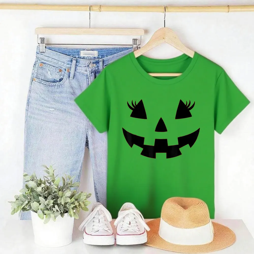 Jack O Lantern Face Ciglia di zucca Costume di Halloween T-shirt divertente Personalità confortevole Top Donna Divertente Top Street Fashion