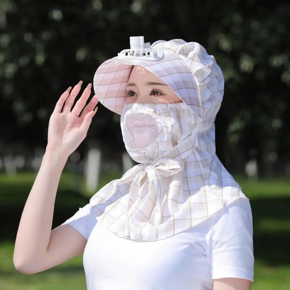 

Chic Summer Sunscreen Neck Scarf Breathable Fabric Hollow Out Women Cycling Headgear Face Protection Camping Sunscreen Cap