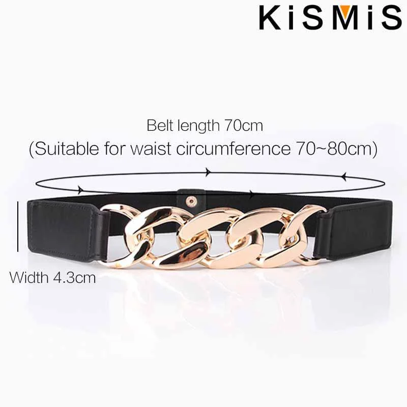 Elastic Silver Metal Chain Belt for Women Fashion Gold Waist Strap Dress Coat Sweater Decorative Waistband
