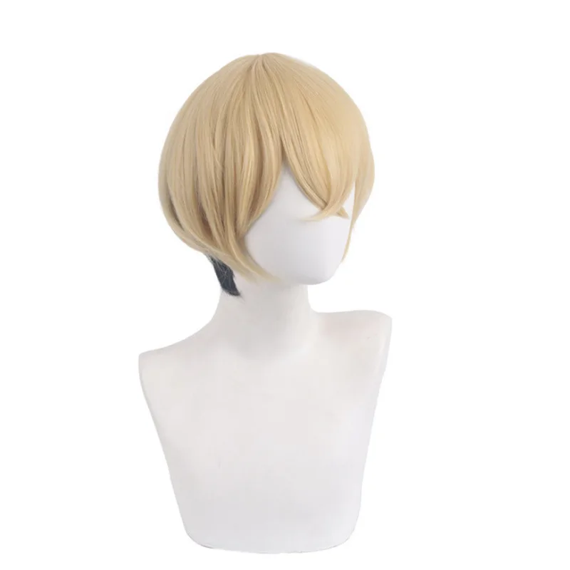 Peluca de anime para Tokyo Swastika Bombers' Matsuno Chidō peluca de cosplay con marco facial degradado amarillo a negro