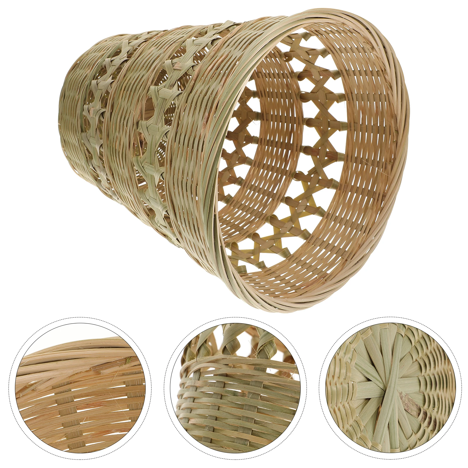 

1Pcs Bamboo Woven Garbage Can Compact Handmade Rubbish Basket Woven Trash Can Practical Storage Basket for Home