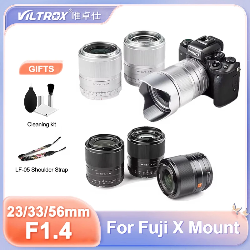 

Объектив VILTROX Fuji X 13 мм 23 мм 33 мм 56 мм F1.4 с большой диафрагмой APS-C AF и автофокусом для камеры Fujifilm X
