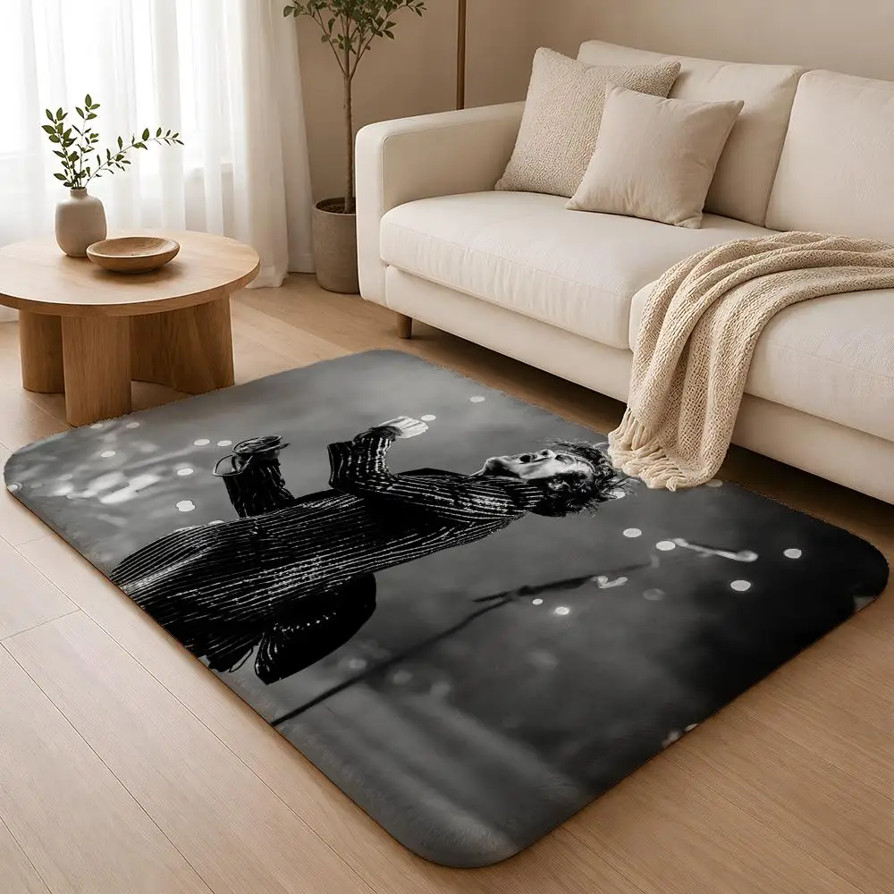 Singer H-Harry S-Styles Floor Mat Machine Washable Soft Flannel Area Rug, Non-Slip Absorbent Floor Mat for Living Room Bedroom