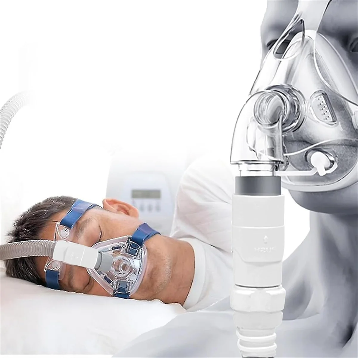 Adaptador de manguera CPAP AT59 de 2 uds para adaptador de manguera Resmed Airmini, adaptador de viaje de tubo que conecta cualquier diámetro de máscara de 22mm