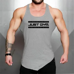 Men's Fitness Irregular Hem Tank Tops Running Sport Cotton Breathable Sleeveless Shirt Gym Bodybuilding Training Slim Fit Vests