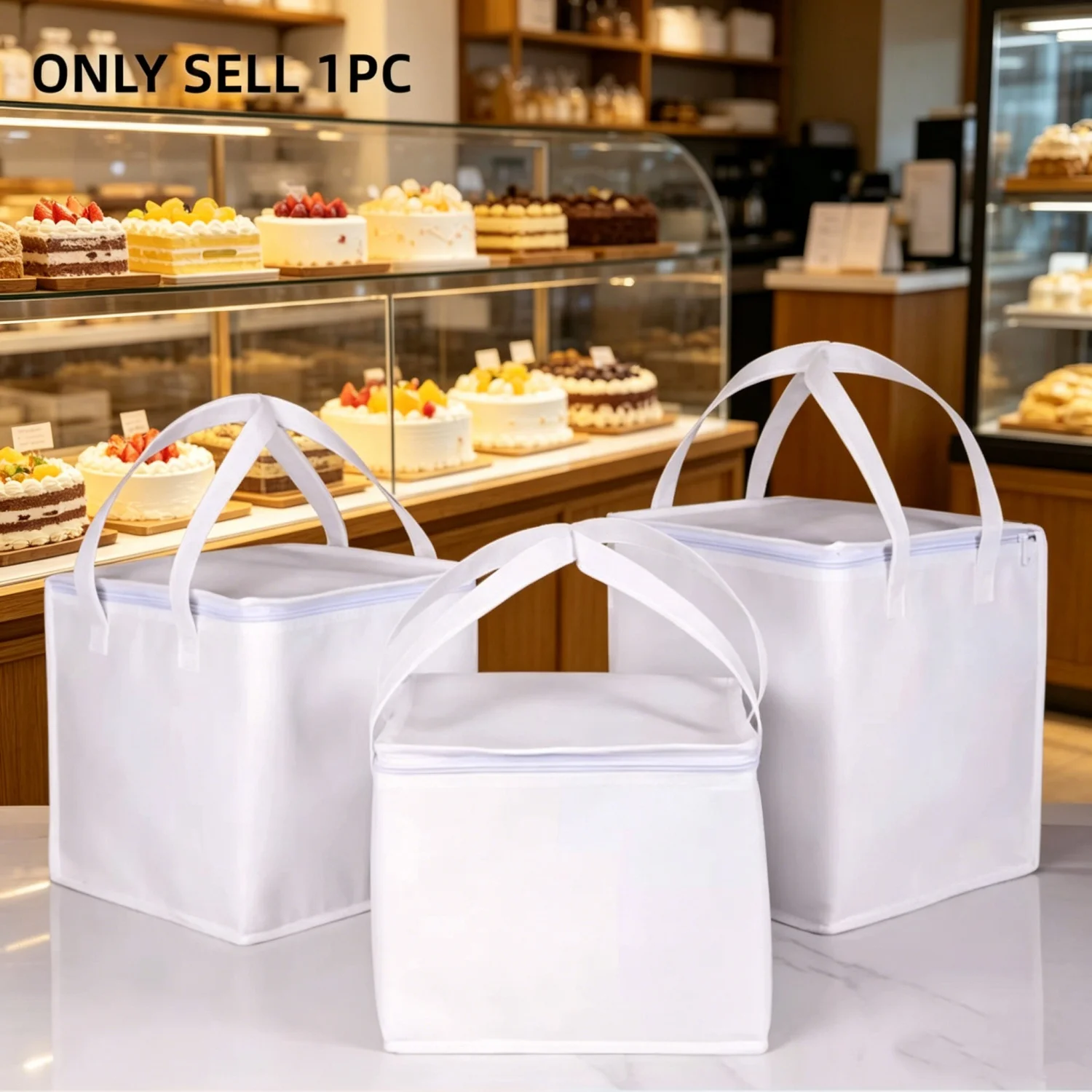 White cake insulation bag, suitable for camping outdoor lightweight food refrigeration bag, can come into contact with food