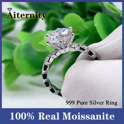Fashion diamond ring D color 1.0ct moissanite VVS round cut laboratory diamond ring women's engagement ring jewelry