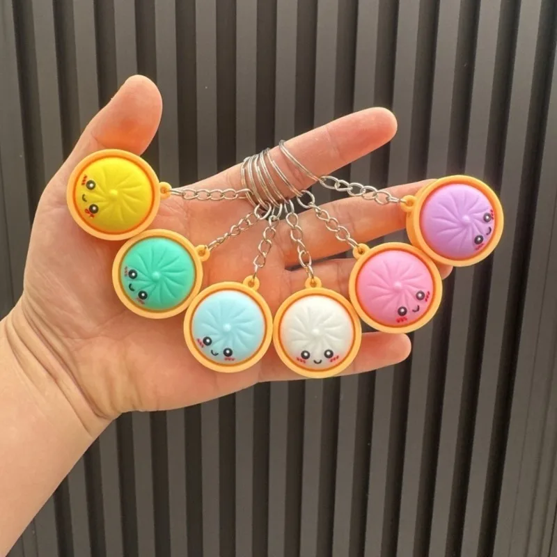 6/12/18/24 Pièces Nouveaux Porte-clés Dumpling Mignons Baozi avec Cuiseur Vapeur Couleurs Aléatoires pour Sacs Cadeaux, Faveurs de Fête, Faveurs de Mariage pour Invités