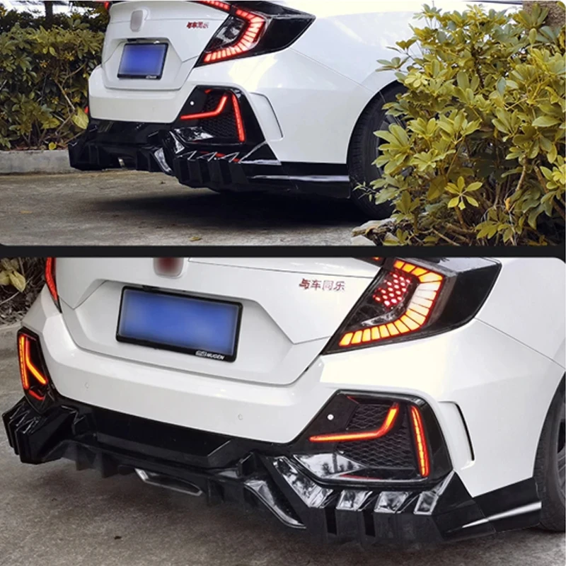 For Honda Civic 16-21 10th generation hatchback Civic FK4 FK7 rear diffuser rear R style spoiler modification Mugen body kit