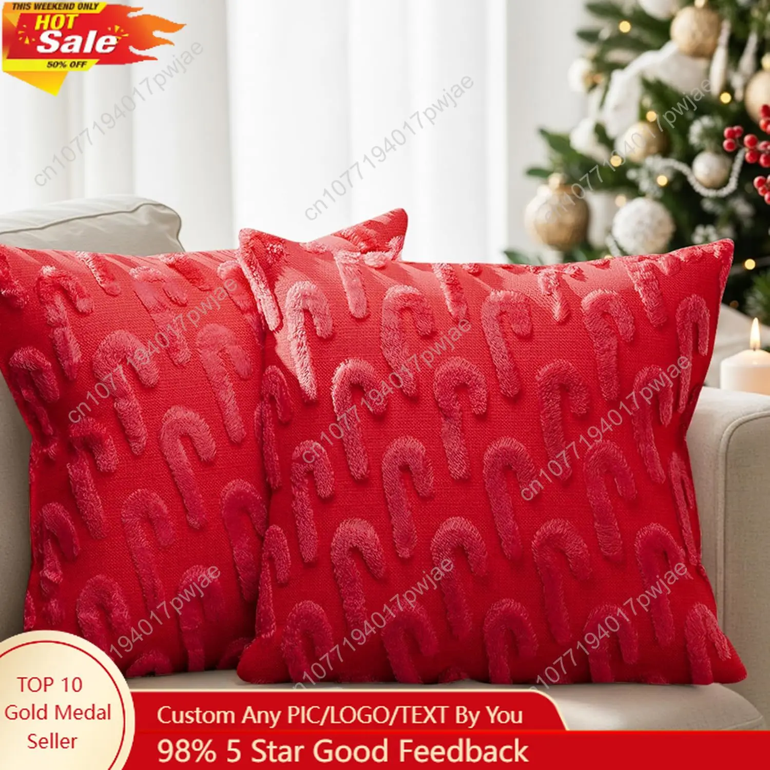 

Christmas Pillowcases 18x18 - Christmas Pillow Covers Set of 2 - Xmas Couch Pillowcases for Living Room - Bed-Sized Holiday Thro