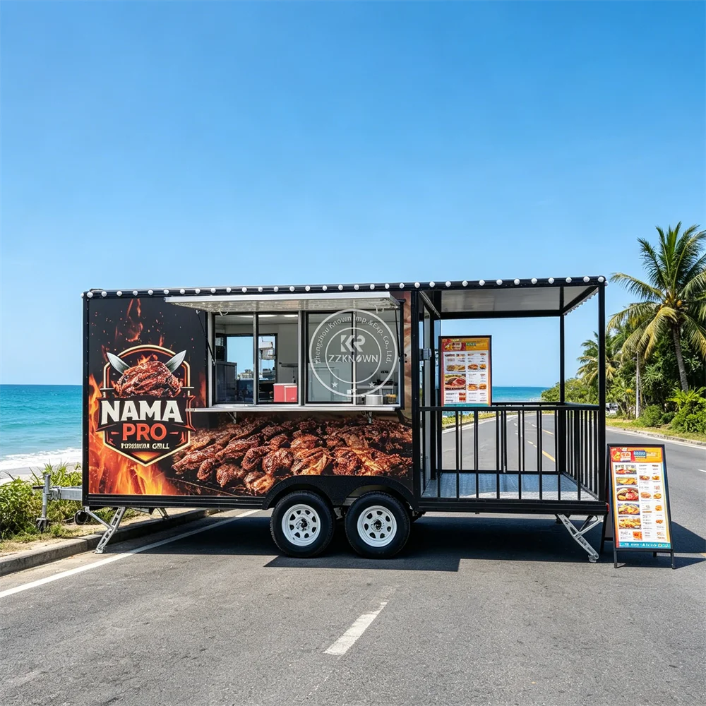 

Custom Mobile Food Trailer Commercial Street Catering Truck Sushi Noodle BBQ Sandwich Fast Food Truck with Kitchen System