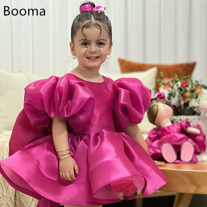 

Booma A-Line Flower Girl Dresses Bow Short Sleeve Girls Wedding Party Dresses Ball Gowns Customized