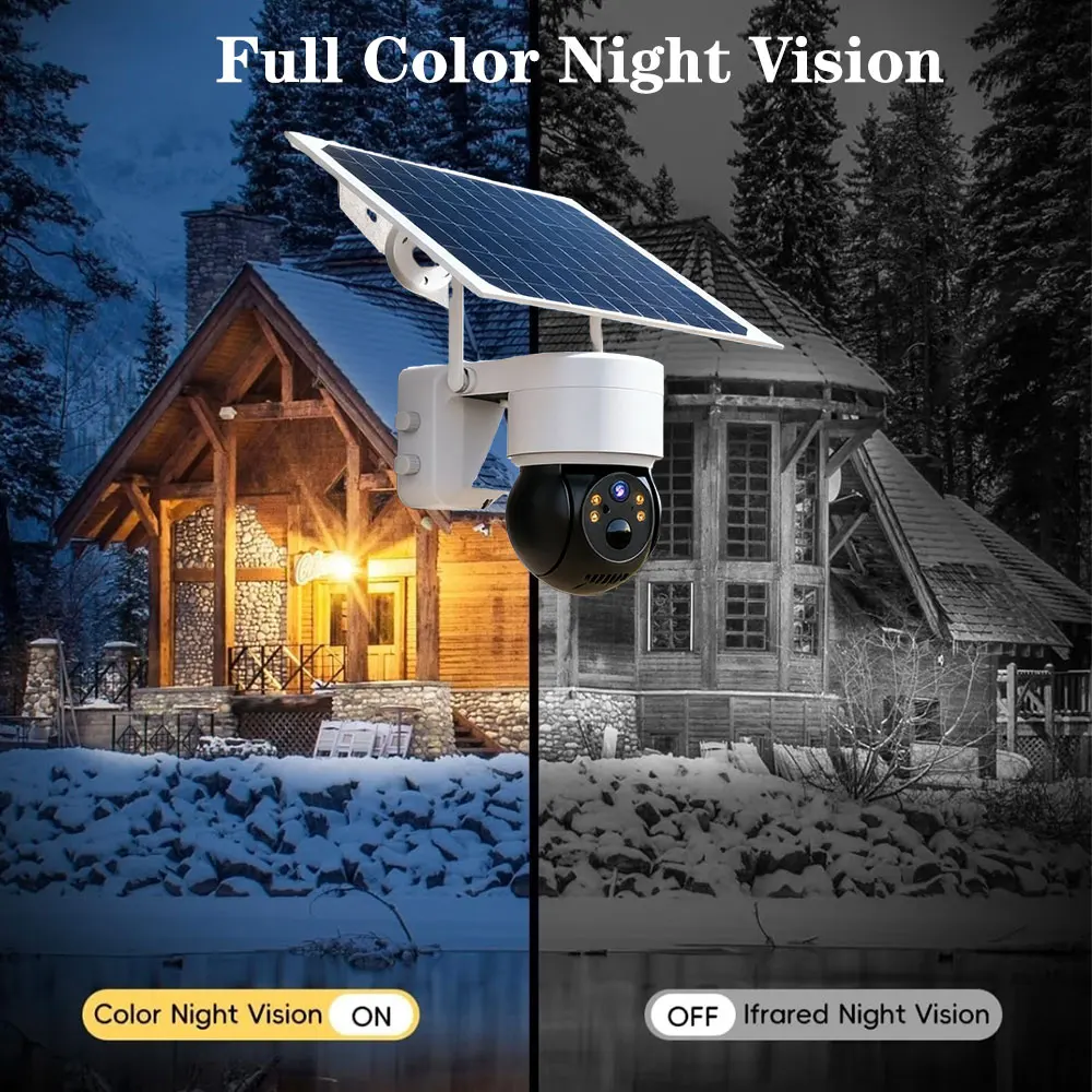 Solar Panel Wifi Camera HD 5MP Outdoor PTZ With Rechargeable Battery PIR Motion Detection Audio 100% Wireless Security IP Camera