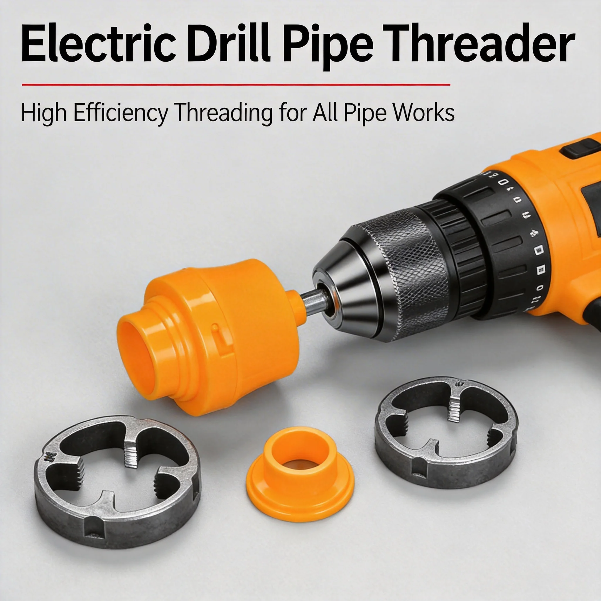 

Electric Drill Pipe Threader Kit 15X Faster Multi-size Dies for PVC PPR Plumbing Repairs