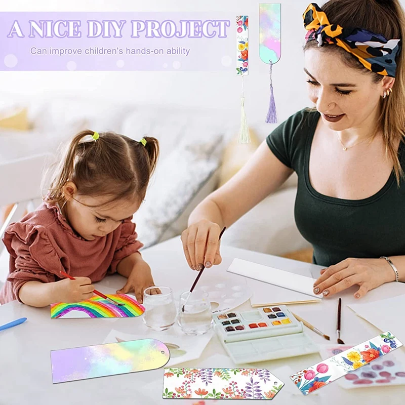 73Pcs Multicolor+Transparent Sublimation Acrylic Book Markers DIY Crafts Projects Sublimation Accessories For Women