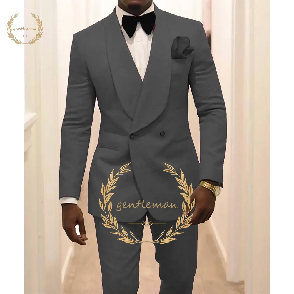 Two-Piece Suit for Men, Shawl, Lapel, Double Breasted, Wedding, Groom, Dance Dinner, Jacket and Trousers