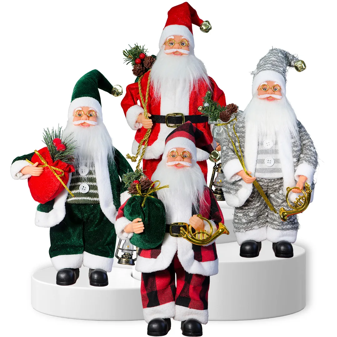 40x18cm Christmas Decoration Standing Santa Claus Figure Navidad Party Decor Xmas Ornaments New Year Gift