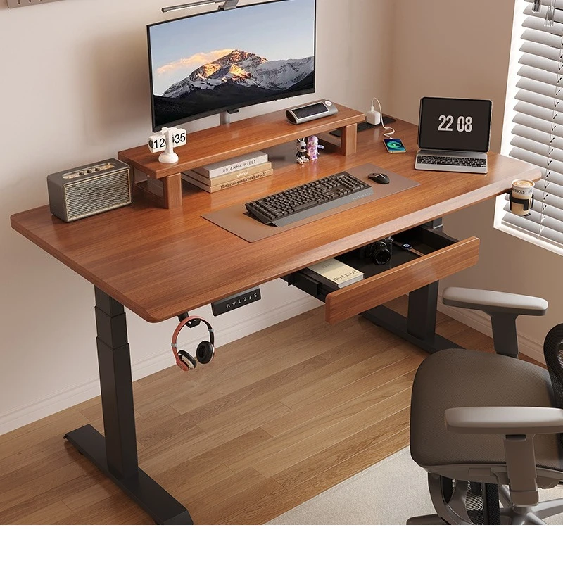 Solid wood electric lifting table Computer table Lifting table Home learning workbench Office desk Lifting type