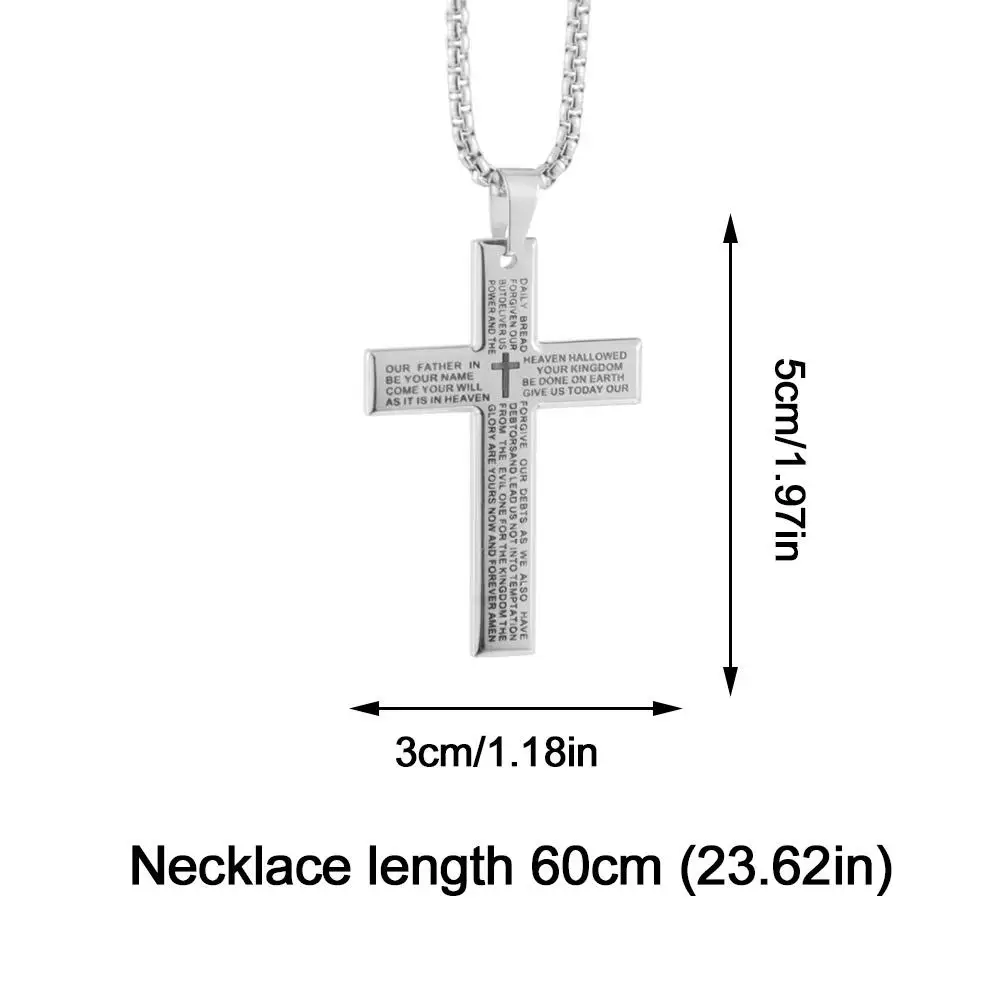 1/3 stücke Christian Bibel Kreuz Kette Halskette Stahl Großen Anhänger Halskette männer Religiöse Gebet Schmuck Corrente Masculina 2026 – Detail 24