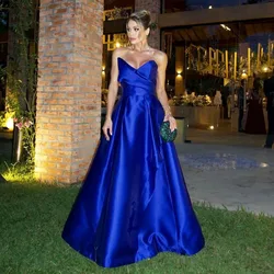 Msikoods Royal Blue Evening Dresses Women Sweetheart A Line Satin Simple Night Dress Special Evens Prom Gowns Formal Dresses