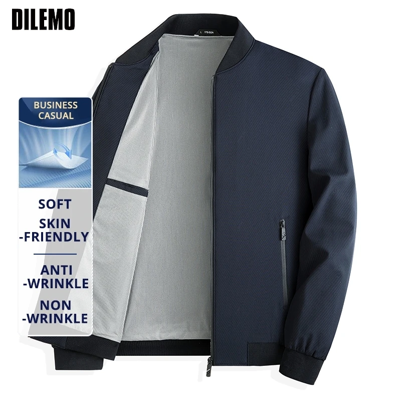 

Премиальный водонепроницаемый мужской пиджак против морщин, ветровка, весенне-осенний бейсбольный воротник, деловые повседневные легкие пальто